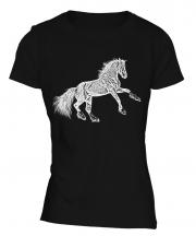 Rearing Horse Sketch Ladies T-Shirt