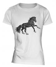 Rearing Horse Sketch Ladies T-Shirt
