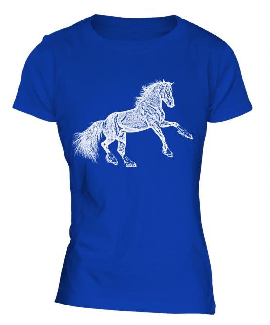 Rearing Horse Sketch Ladies T-Shirt