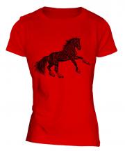 Rearing Horse Sketch Ladies T-Shirt