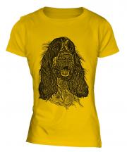 English Cocker Spaniel Sketch Ladies T-Shirt