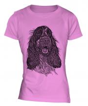 English Cocker Spaniel Sketch Ladies T-Shirt