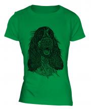 English Cocker Spaniel Sketch Ladies T-Shirt