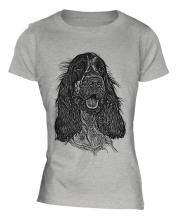 English Cocker Spaniel Sketch Ladies T-Shirt