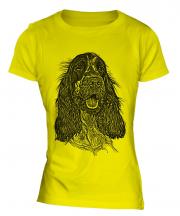 English Cocker Spaniel Sketch Ladies T-Shirt