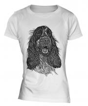 English Cocker Spaniel Sketch Ladies T-Shirt