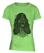 English Cocker Spaniel Sketch Ladies T-Shirt