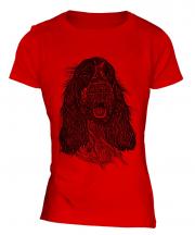 English Cocker Spaniel Sketch Ladies T-Shirt