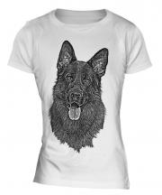 German Shepherd / Alsation Sketch Ladies T-Shirt