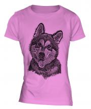 Alaskan Malamute Sketch Ladies T-Shirt