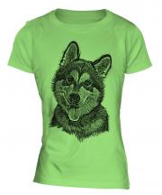 Alaskan Malamute Sketch Ladies T-Shirt