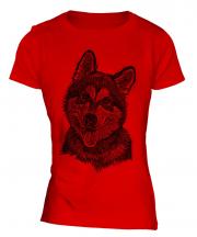 Alaskan Malamute Sketch Ladies T-Shirt