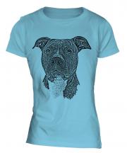 Staffordshire Terrier Sketch Ladies T-Shirt