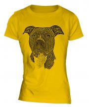 Staffordshire Terrier Sketch Ladies T-Shirt