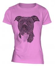 Staffordshire Terrier Sketch Ladies T-Shirt