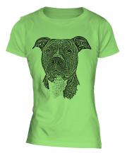 Staffordshire Terrier Sketch Ladies T-Shirt