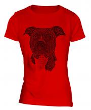 Staffordshire Terrier Sketch Ladies T-Shirt