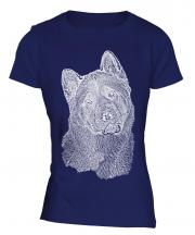 American Akita Sketch Ladies T-Shirt
