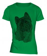 American Akita Sketch Ladies T-Shirt