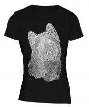 American Akita Sketch Ladies T-Shirt