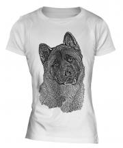 American Akita Sketch Ladies T-Shirt