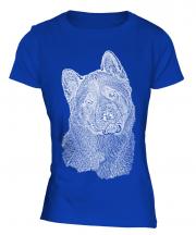 American Akita Sketch Ladies T-Shirt