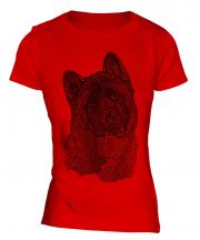 American Akita Sketch Ladies T-Shirt