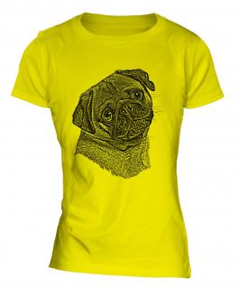 Pug Sketch Ladies T-Shirt