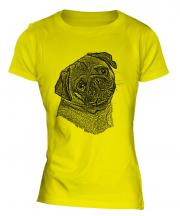 Pug Sketch Ladies T-Shirt