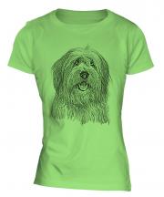 Old English Sheepdog Sketch Ladies T-Shirt