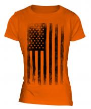 Stars And Stripes Faded Print Ladies T-Shirt