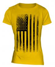 Stars And Stripes Faded Print Ladies T-Shirt