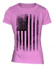 Stars And Stripes Faded Print Ladies T-Shirt