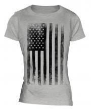 Stars And Stripes Faded Print Ladies T-Shirt