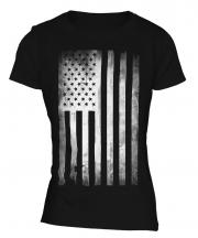 Stars And Stripes Faded Print Ladies T-Shirt