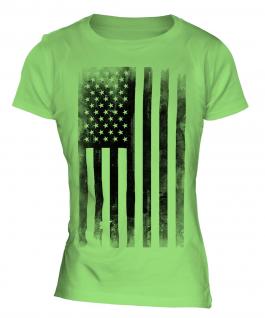 Stars And Stripes Faded Print Ladies T-Shirt