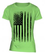 Stars And Stripes Faded Print Ladies T-Shirt