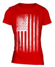 Stars And Stripes Faded Print Ladies T-Shirt