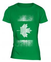 Canadian Flag Faded Print Ladies T-Shirt