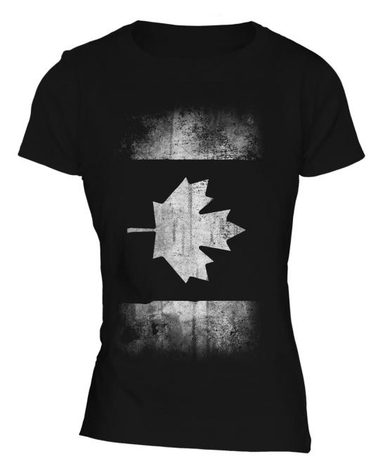 Canadian Flag Faded Print Ladies T-Shirt