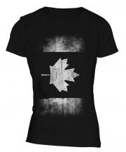 Canadian Flag Faded Print Ladies T-Shirt