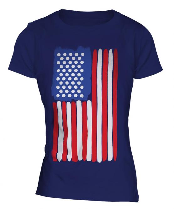 Stars And Stripes Painted Flag Ladies T-Shirt