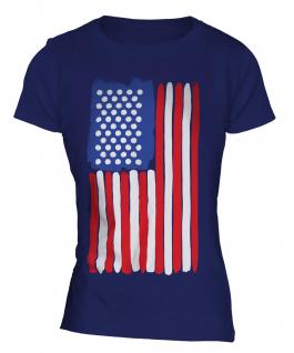 Stars And Stripes Painted Flag Ladies T-Shirt
