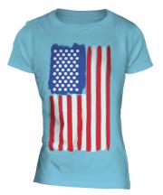 Stars And Stripes Painted Flag Ladies T-Shirt