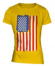 Stars And Stripes Painted Flag Ladies T-Shirt