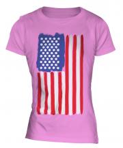 Stars And Stripes Painted Flag Ladies T-Shirt