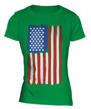 Stars And Stripes Painted Flag Ladies T-Shirt