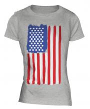 Stars And Stripes Painted Flag Ladies T-Shirt