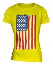 Stars And Stripes Painted Flag Ladies T-Shirt