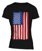 Stars And Stripes Painted Flag Ladies T-Shirt